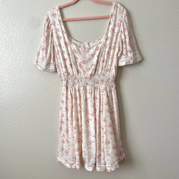 Free People Ditsy Floral Vintage Inspired Cottagecore Dandelion Mini Dress Ivory - Picture 12 of 15